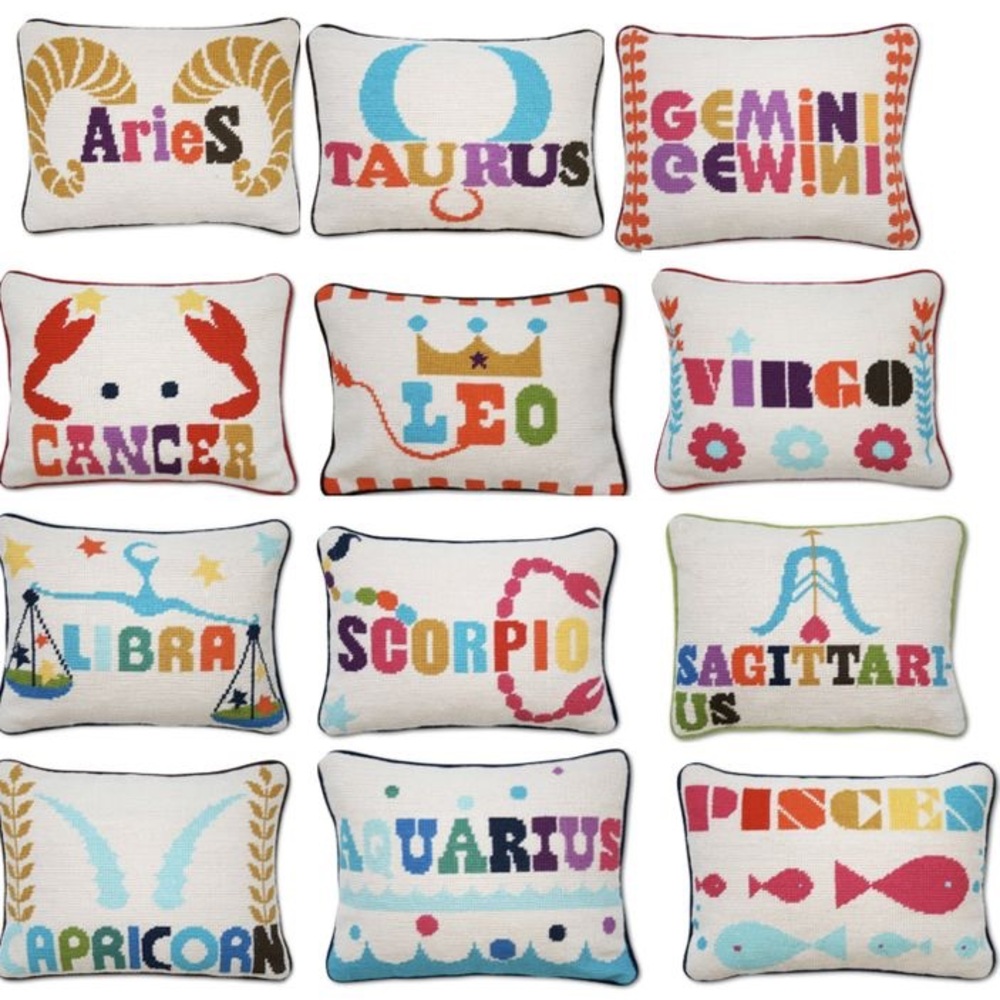 Rare Jonathan Adler Gemini Zodiac Needlepoint Pillow - Picture 4 of 4